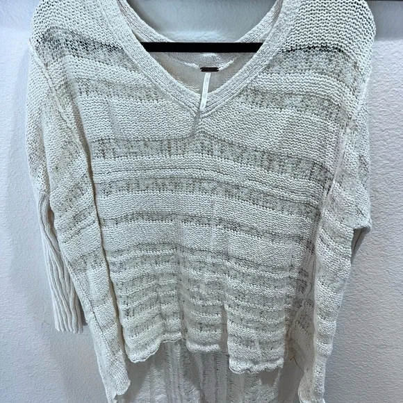 Free People Sweater Womens knit Cream White long sleeve sweater EUC Sz Small - Picture 3 of 5